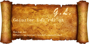 Geiszler Lóránt névjegykártya