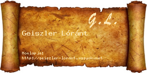 Geiszler Lóránt névjegykártya